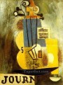 Partitura de violín y periódico cubista de 1912 Pablo Picasso